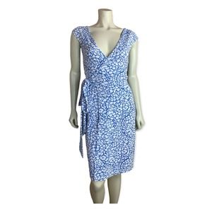Mahi Gold Spinnaker Wrap Dress Floral Printed Cap Sleeve Chatham Cloth Vneck XS